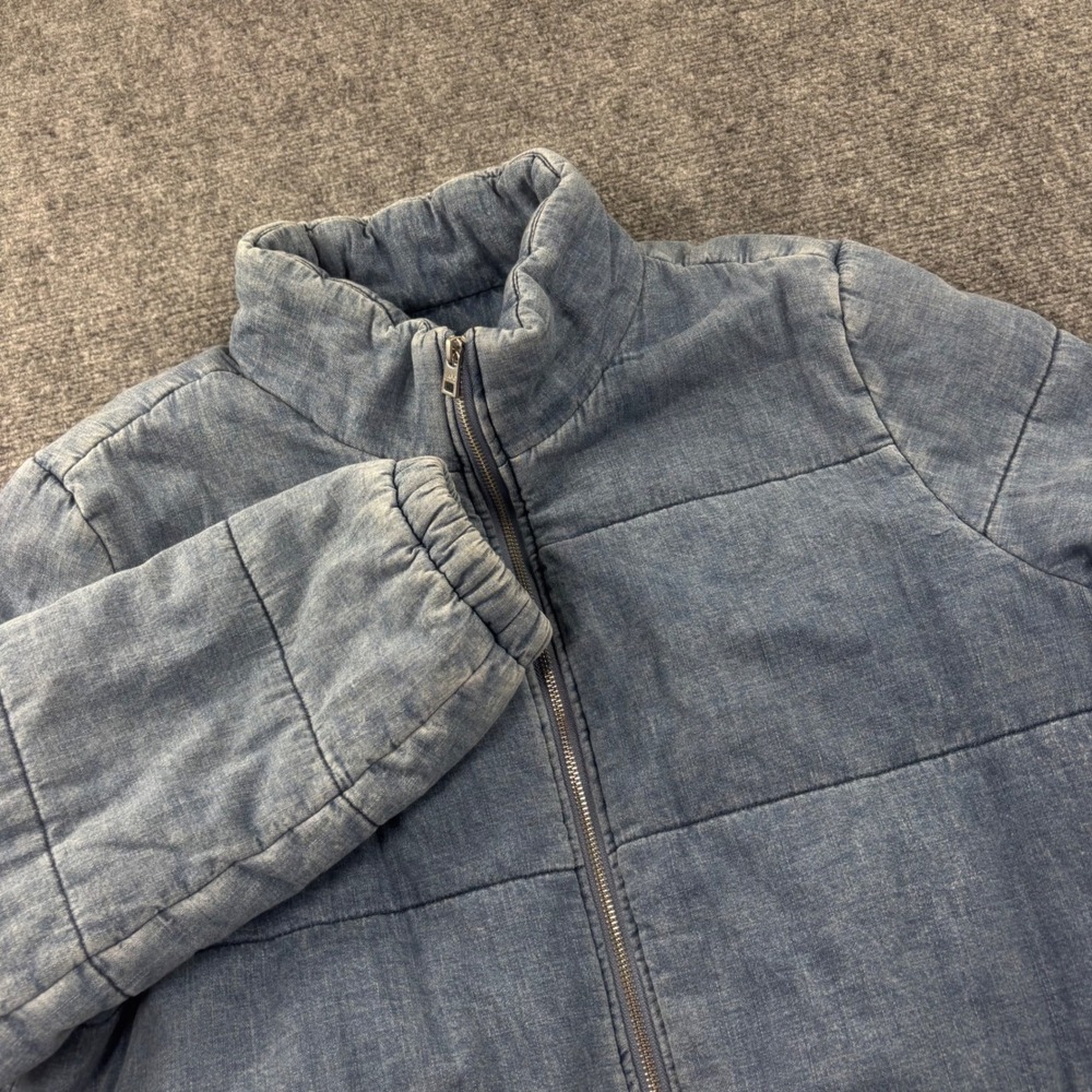 Marc New York Puffer Jacket XL Blue Denim Chambray Quilted Full Zip Womens